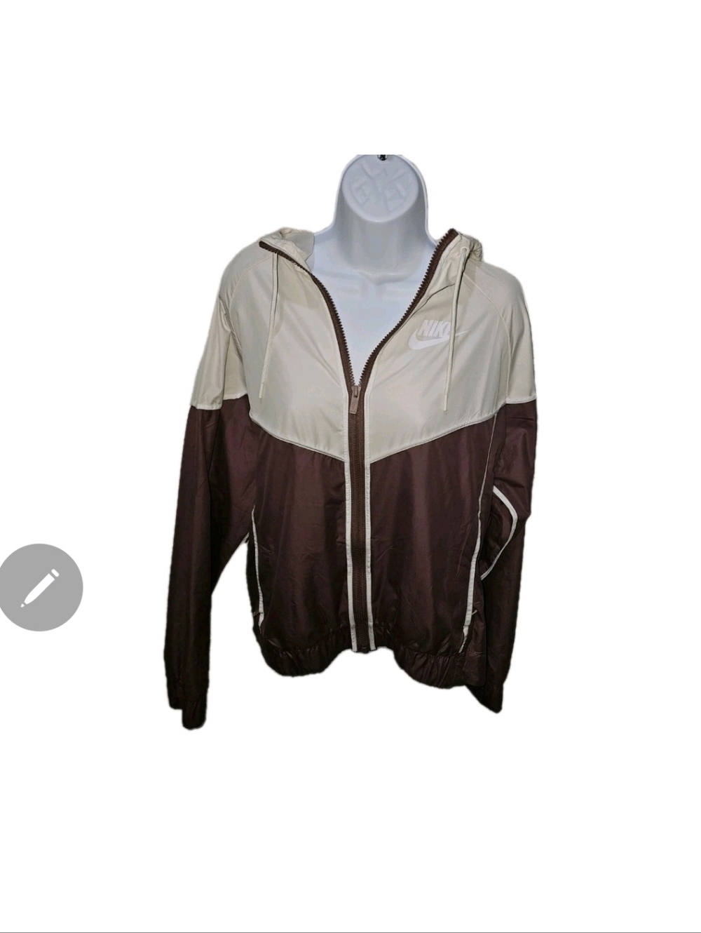 NIKE Women's Sportswear Windrunner Hooded Jacket 804947-103 White/Oatmeal Sz L